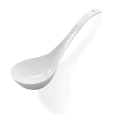 Pure White Ceramic Soup Ladle - Bone China Big Ladle, Deep Porcelain Flatware...
