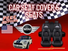 For all MINI car seat covers front/rear 5pc compact comfy leather black