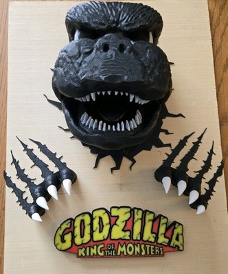 1974 Godzilla Head-5 piece 3D printed wall art set w/hand painted eyes and teeth