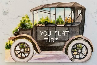 Biglietto di San Valentino Vintage Flat Tire Figure Card Vintage Auto San Valentino