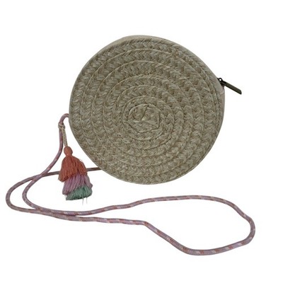 Carter's Girls Kids Woven Straw Round Wicker Crossbody Bag