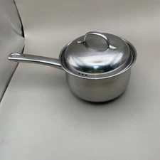Vintage  Belgique 1 Quart Stainless Steel Saucepan Pot with Lid Strain
