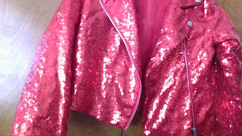 JoJo's Closet Red Sequined Jacket Girls Size 6/6X Zip Up *FLAWS *Sequins Missing - Image 4 of 4