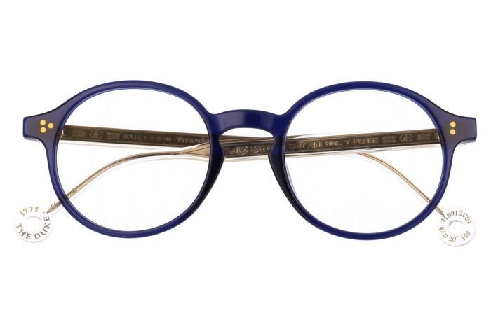 Lunettes de vue rondes bleues en titane Hally & Son HS912
