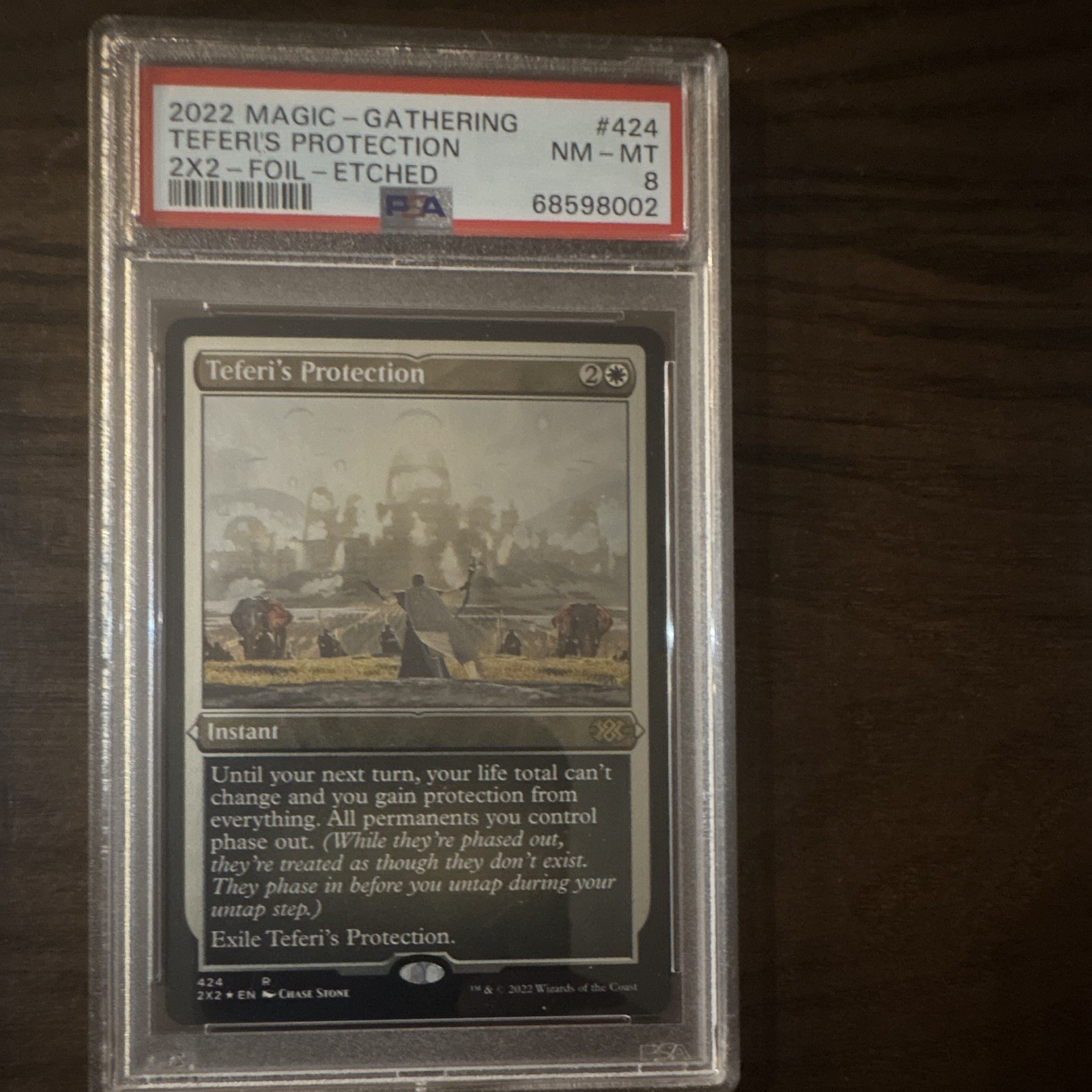 Wizards of the Coast Teferi's Protection 2X2 Rare 424 Foil Etched PSA 8 (EN)