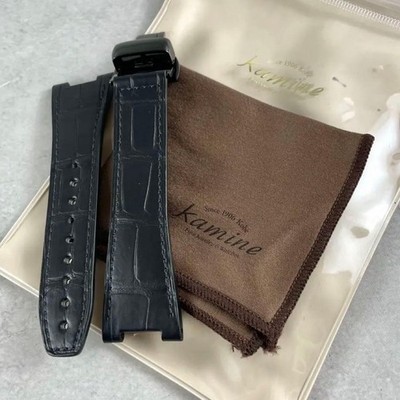 Bell & Ross Men's Embossed Leather Watch Strap Navy Blue Ships from Japan