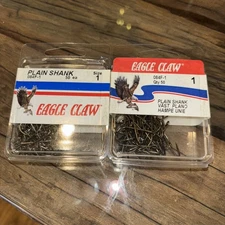 New Eagle Claw 084F-1 Plain Shank 50pc Hook Lot 2pcs 100 Hooks