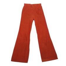 Vintage 70s Orange Corduroy High Rise Flare Bell Bottom Pants 27"
