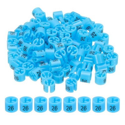 100 Stück Marker Kleiderbügel Etikett Nummer 26 für Schaft 3mm blau