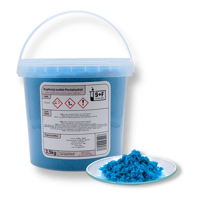 S+F CHEMIE-SHOP 3,5 kg - Kupfersulfat (CuSO₄·5H₂O) Kupfervitriol | Pool, Garten, Landwirtschaft