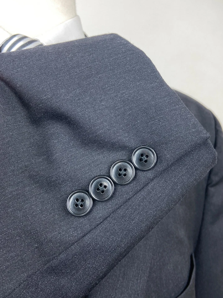 JOS A BANK Mens 44L Solid Black Soft 100% Wool 2 Piece Suit W/ Dress Pants 37x33 - Image 4 of 4