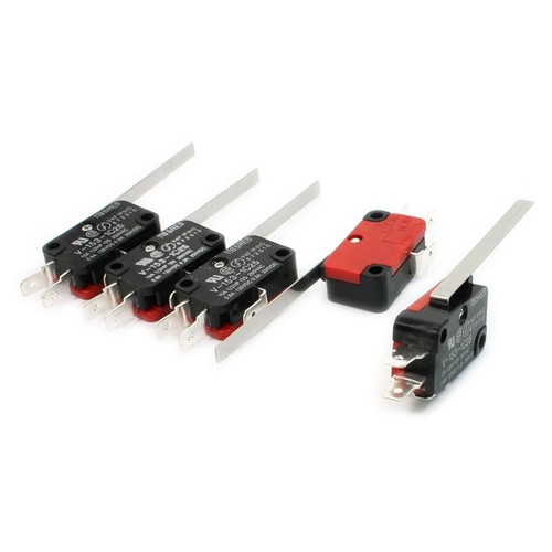 5 Pcs Long Handle Micro Switch Momentary Actuator Straight Lever 1NO 1NC