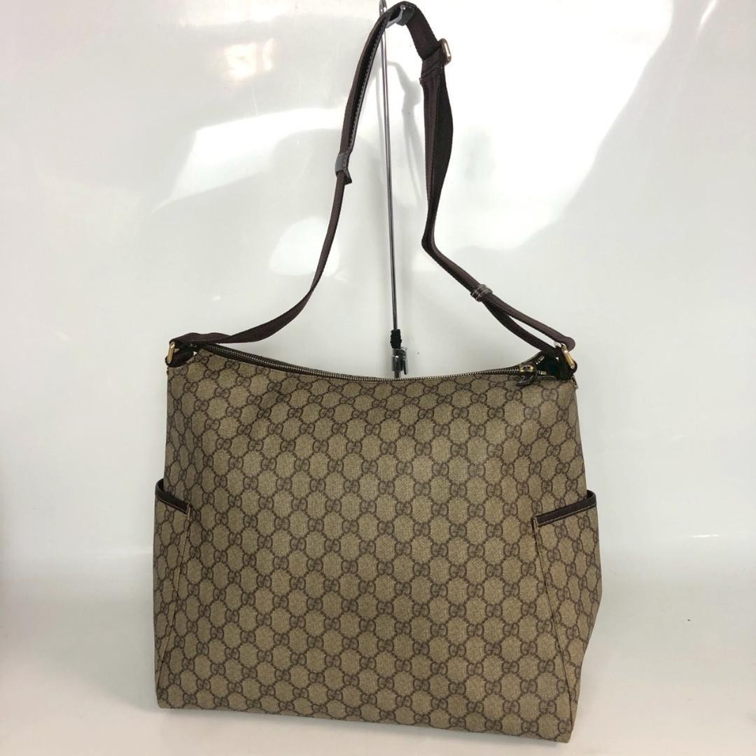 GUCCI GG Shoulder Bag Ziplock Leather PVC Brown Beige Gold Hardware From Japan thumbnail 19
