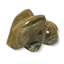 Rabbit Zuni Fetish Carving by Fred Weekoty - Banded Dolmite, Bunny Hare - damage
