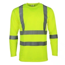 Lakeland Hi-Vis Yellow Long Sleeve Reflective Safety Shirt LARGE Class 3