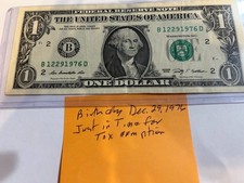 Birthday Note December 29, 1976-Good Tax Exemption B 12 29 1976 D Free Shipping