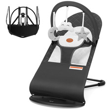 Portable Baby Bouncer Seat for Infants 0-18 Months with Toys - Dark Grey