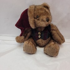 Minky Teddy Bear First  Main Stuffed Animal Plush NWT New Maroon Hat 9" Tall