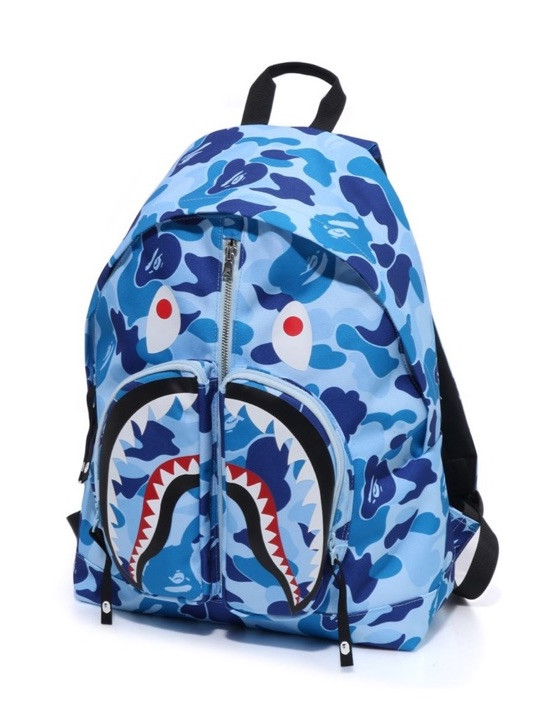Authentic a bathing ape bape abc camo shark back pack blue