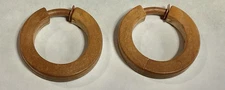 Unique Unusual Wood Wooden Hoop Earrings