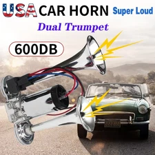 600DB Truck Boat Car Train Speaker 12V Dual Trumpets Super Loud Electric Horn