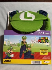 Nintendo Super Mario Luigi Infant Boy Girl Costume Jumpsuit Hat 6-12 month