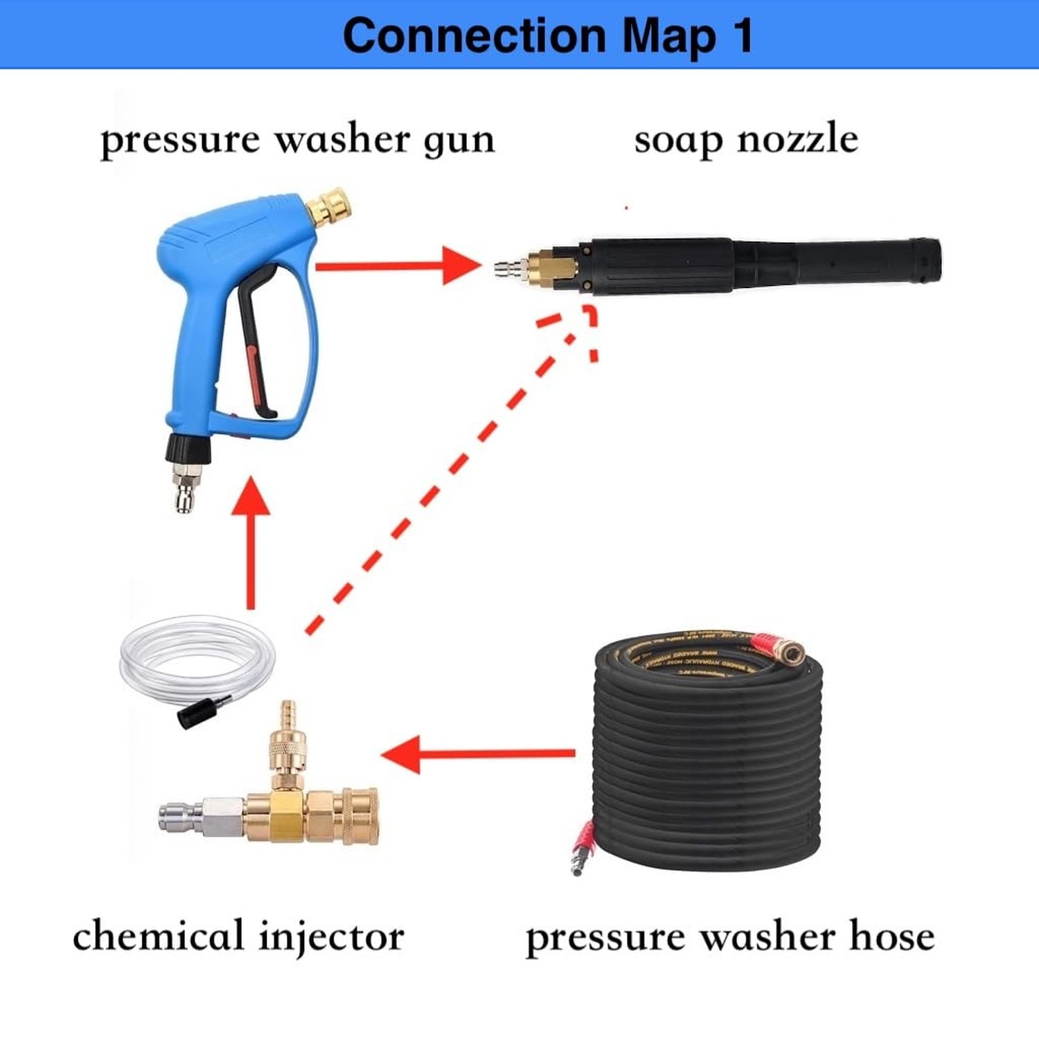 Pressure Washer Chemical Injector Kit With Big Flow Soap Nozzle Adjustable Do...