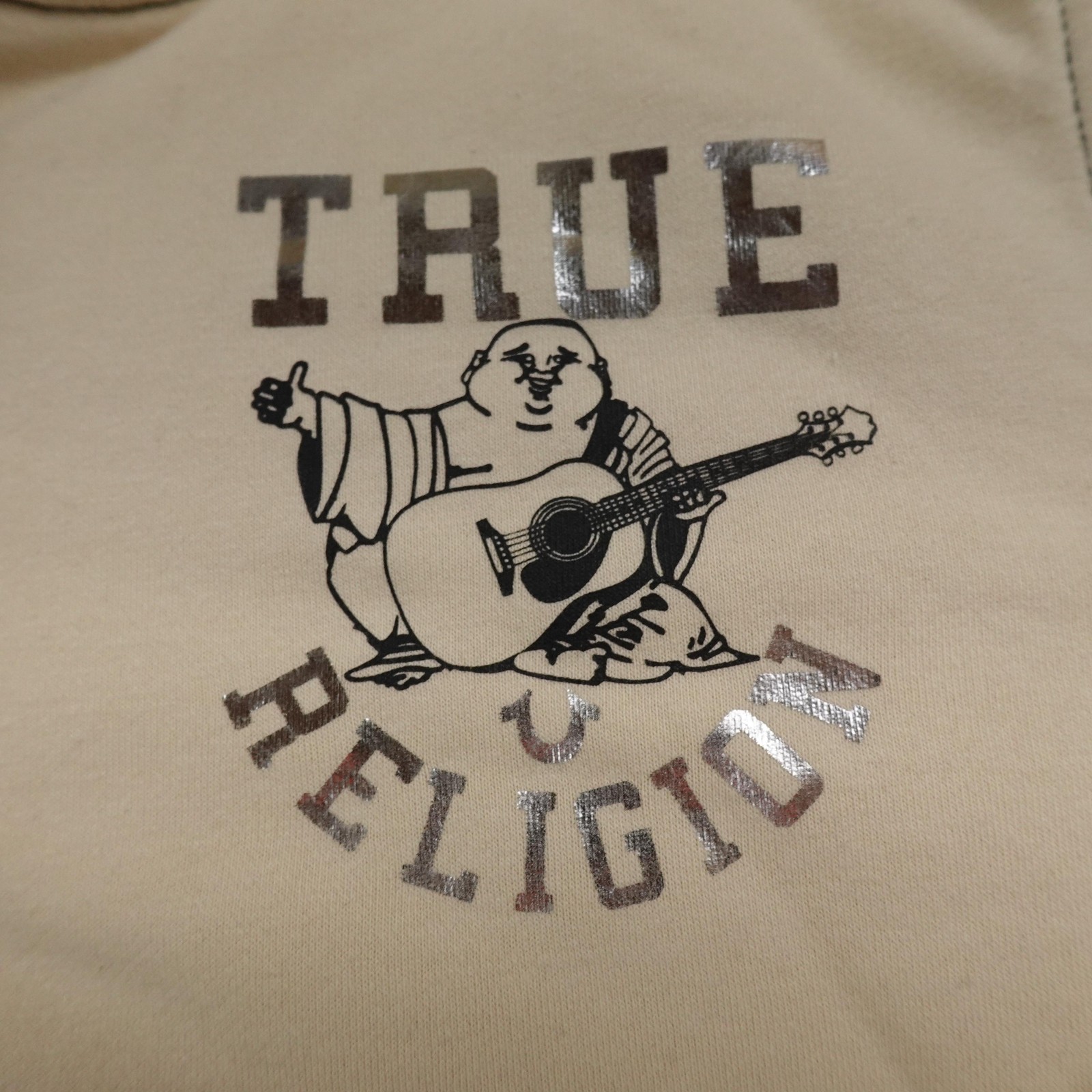 NEW True Religion Hoodie Mens L Beige Buddha Sherpa Full Zip Sweatshirt Jacket thumbnail 4