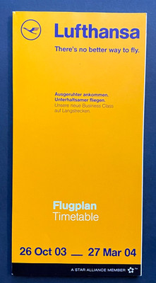 Lufthansa Timetable Effective October 26, 2003
