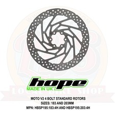 Hope Moto V2 6 Bolt Standard Fixed Disc Rotor - 183mm 203mm - New