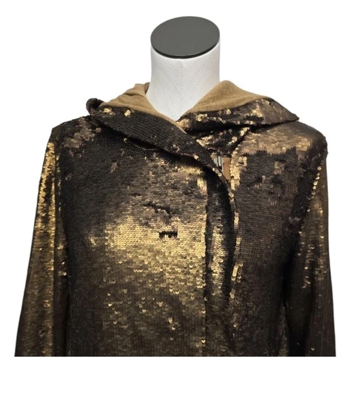 Free People блестками куртка с капюшоном бронза золото полный молнии фестиваль вечеринки большой - Изображение 4 из 4