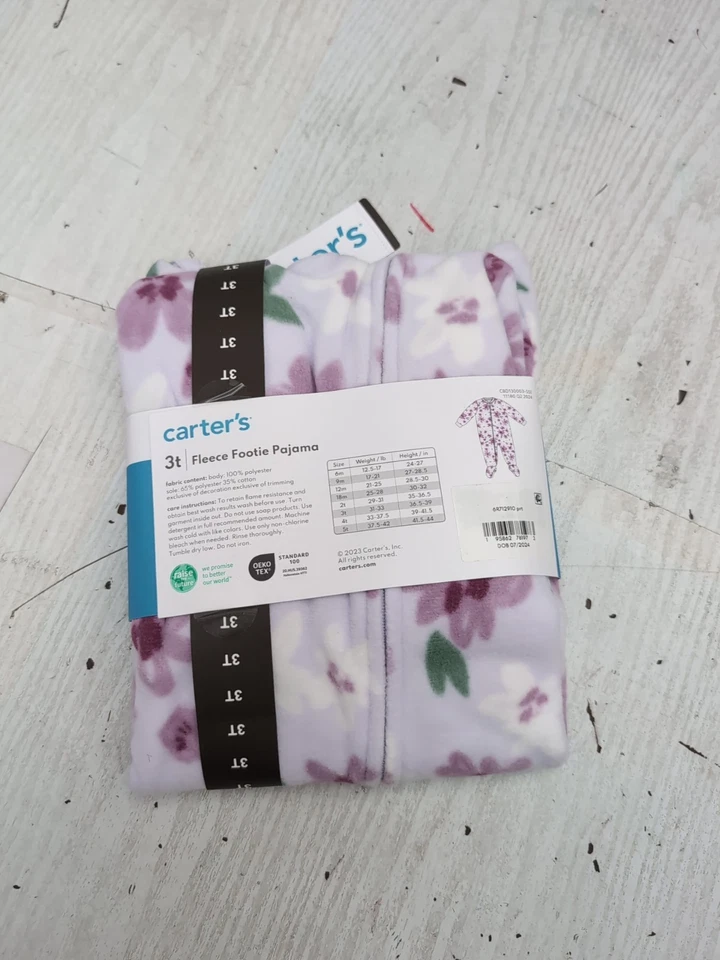 Pijama Carter's Niñas Polar Cierre de Cremallera Manga Larga Footie Púrpura Talla 3T BR4 Foto 4 de 4
