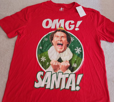Elf Movie Graphic T Shirt Christmas Red Medium NWT