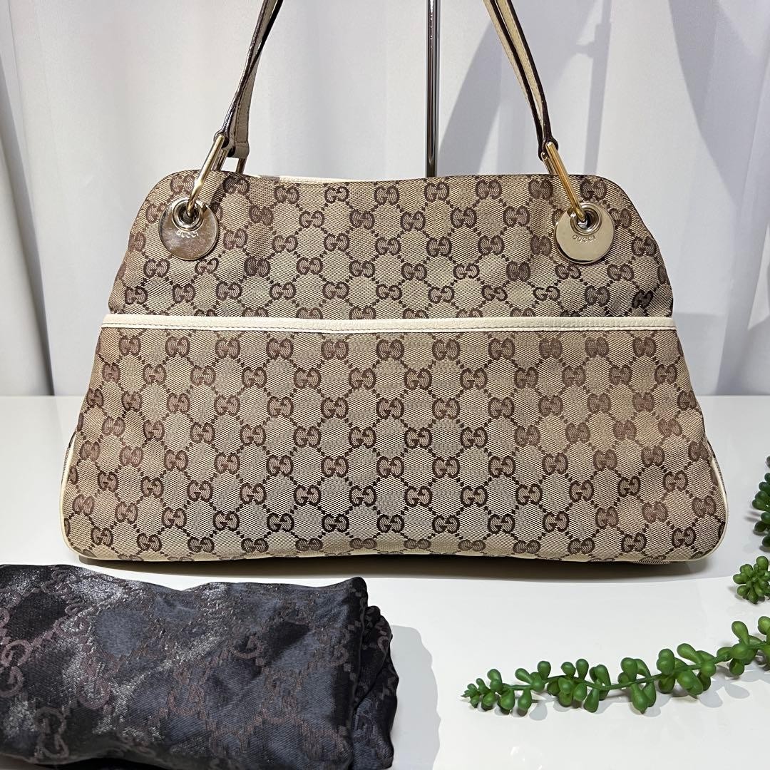 GUCCI GG Canvas Tote Bag Shoulder Bag Beige Authentic Vintage thumbnail 2