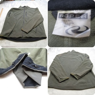 Roper Jacket Mens 3XL Green Pockets Softshell Fleece Lined Full Zip Outdoor