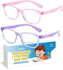 "2 Pack Kids Blue Light Blocking Glasses for Girls  Boys 3-12, Toddler Fake P..