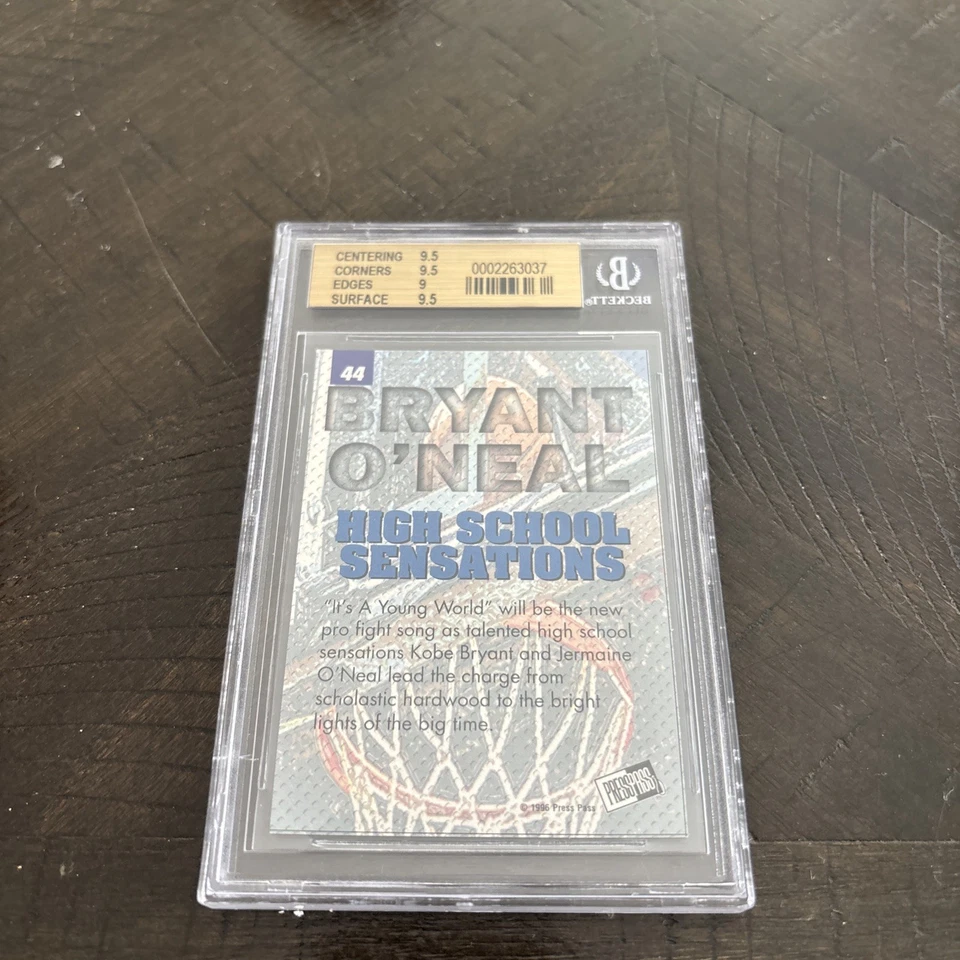 Tarjeta de novato 1996-97 Press Pass #44 Kobe Bryant/O'neal BGS Bgs 9,5 🚀🚀 Foto 2 de 3