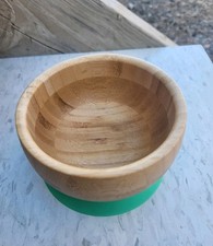 Avanchy Baby Bamboo Wood Bowl Suction Cup Bottom Green Toddler. Non Slip