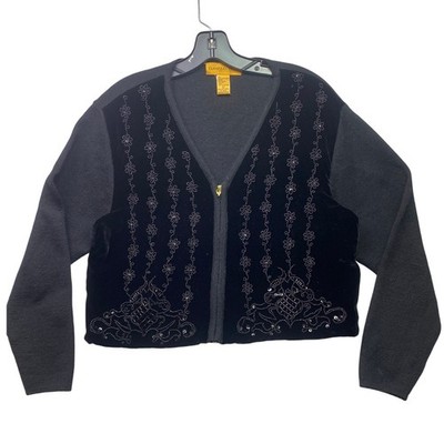 Classiques Entier Petites Cardigan Womens Large Velvet Beaded Sweater Old Money