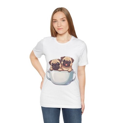 Cute Pug Puppies in Teacup T-Shirt | Cute Dog Tee