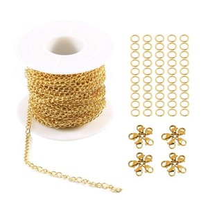 Authentic 30FT 3mm 18K Gold Plated Cable Chains Bulk for Jewelry Making