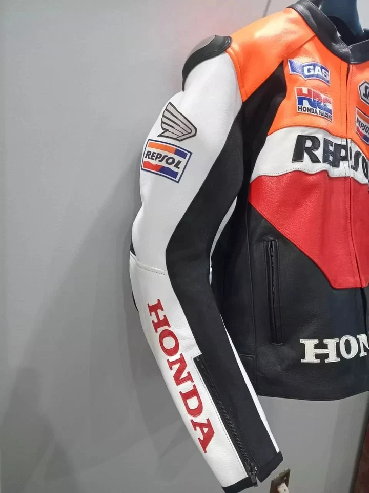 HONDA REPSOL 男式摩托车皮革夹克摩托车夹克骑手赛车夹克 — 第 4/4 张图片