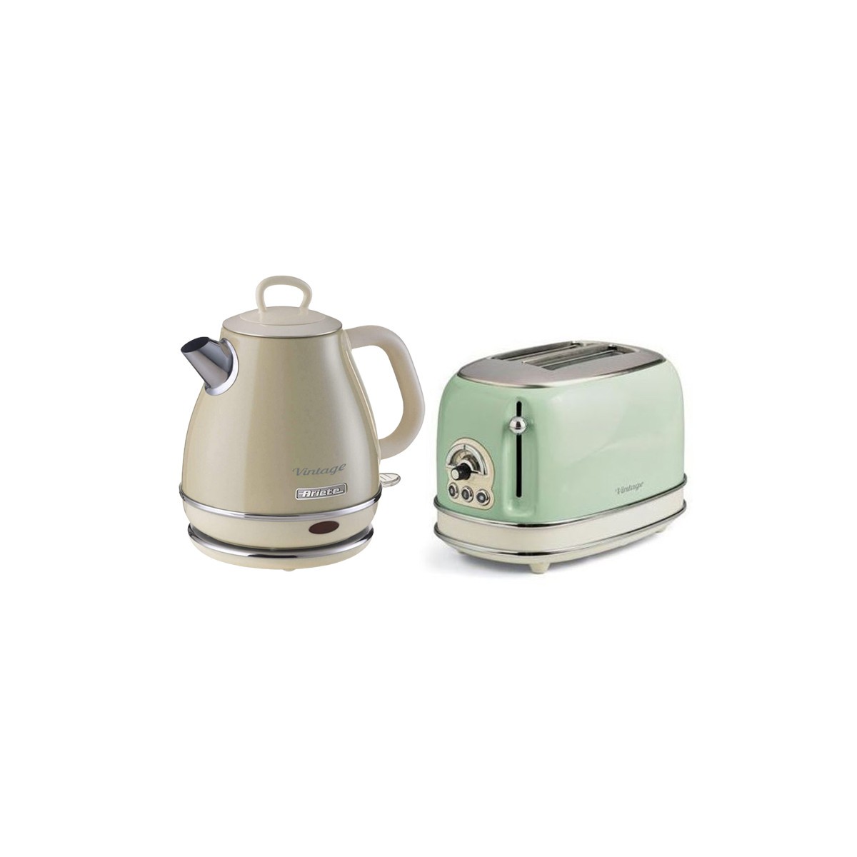 Pack Ariete Vintage Beige Bouilloire 1L et Grille Pain 2 Fentes