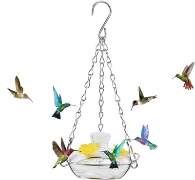 kitCom Mini Glass Hummingbird Feeders for Outdoors,3 Feeding transparency 