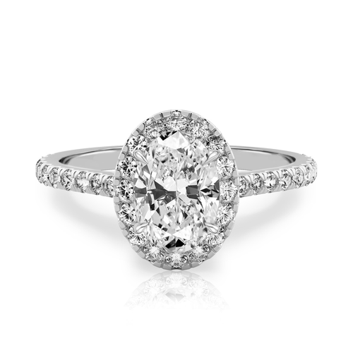 Alianza de diamantes de 1,60 quilates corte ovalado certificado IGI creado en laboratorio oro blanco de 14 quilates - Imagen 4 de 11