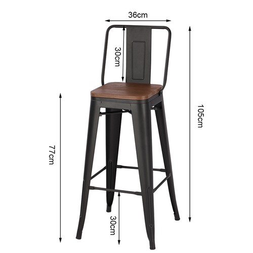 Metal Bar Stool Tall Chair High Table Kitchen Dining Pub Seat Backrest Barstool - Picture 7 of 25