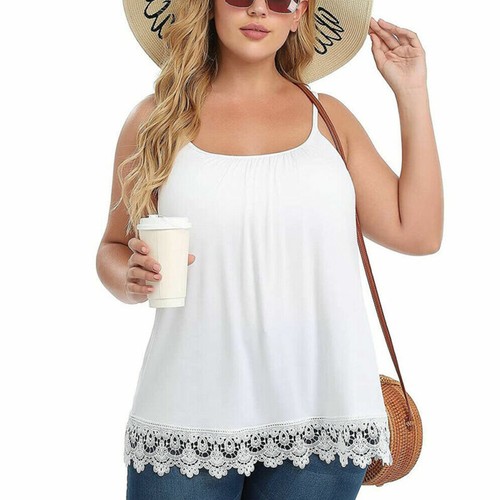 Women Tank Top with Built in Padded Bra Shirred Flowly Relaxed Vest Blouse Shirt - Picture 10 of 49