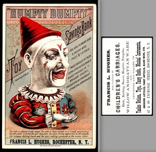 Humpty Dumpty Bank NY Toy Maker Circus Clown Mechanical Bank SR.B.hd Trade Card