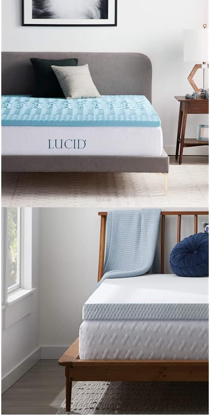Gel Infused Memory Foam Mattress Topper with Cover – 3 Inch Mattress Topper – 5