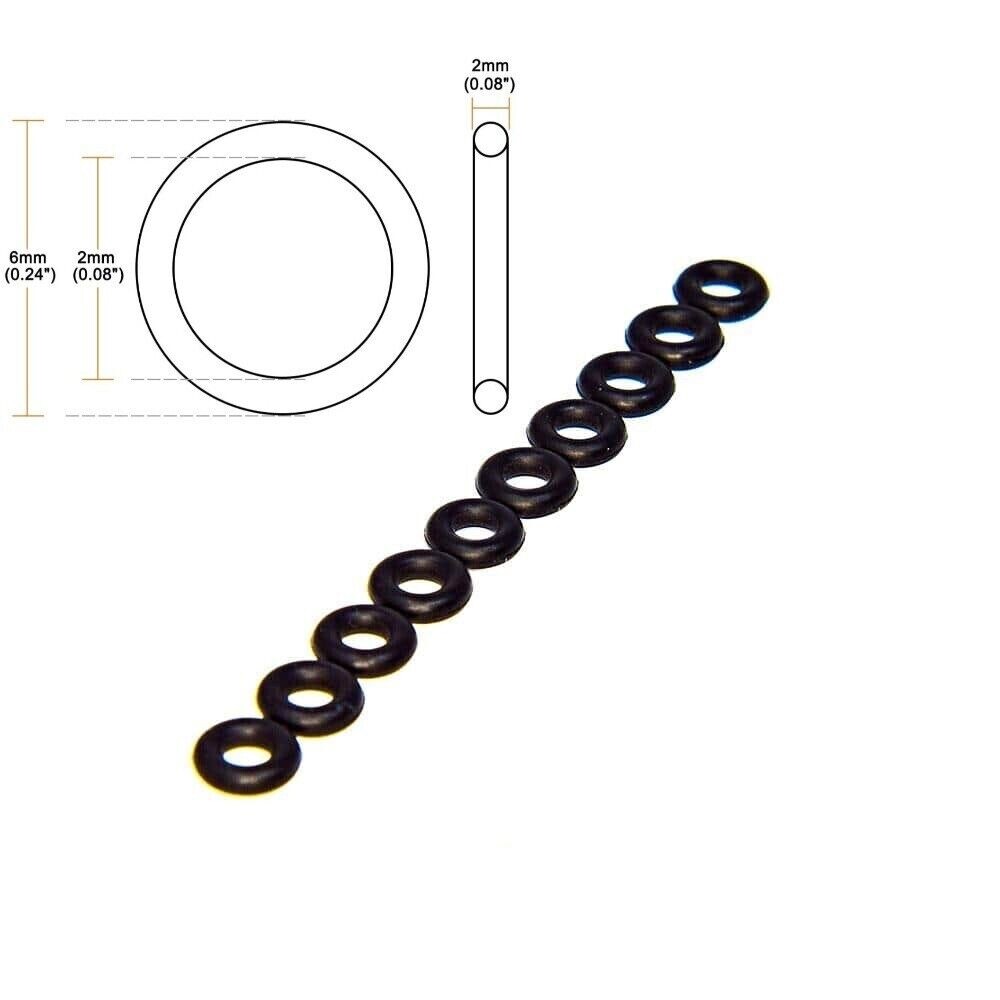 Nitrile O-Ring (2mm ID x 6mm OD x 2mm Width) Buna 70 - 10 Pack